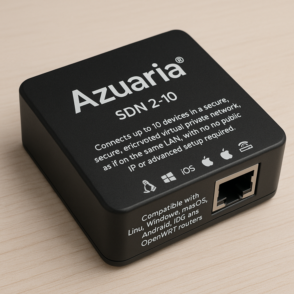 Azuaria® SDN 2-10, conecta hasta 10 dispositivos en una red privada virtual segura y cifrada